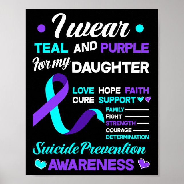 Affiche Je Porte Turquoise Et Violet Pour Ma Fille Suicide (Devant)