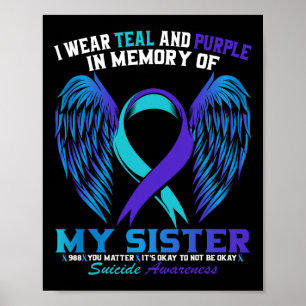Affiche Je Porte Turquoise Et Violet Pour Ma Soeur Suicide