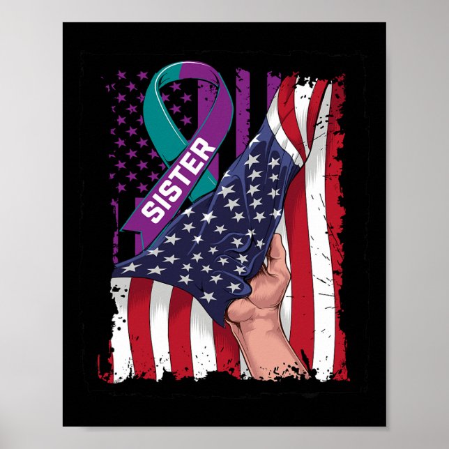 Affiche Je Porte Turquoise Et Violet Pour Ma Soeur Suicide (Devant)