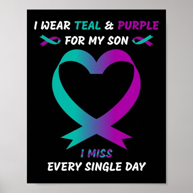Affiche Je Porte Turquoise Et Violet Pour Mon Fils Je Manq (Devant)