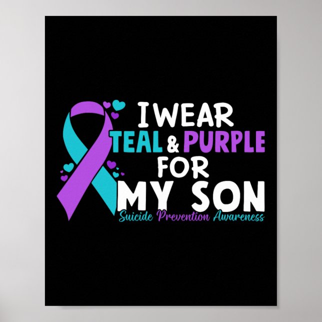 Affiche Je Porte Turquoise Et Violet Pour Mon Fils Suicide (Devant)