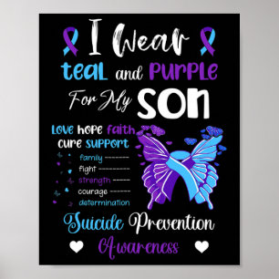 Affiche Je Porte Turquoise Et Violet Pour Mon Fils Suicide