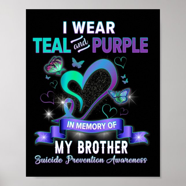Affiche Je Porte Turquoise Et Violet Pour Mon Frère Suicid (Devant)