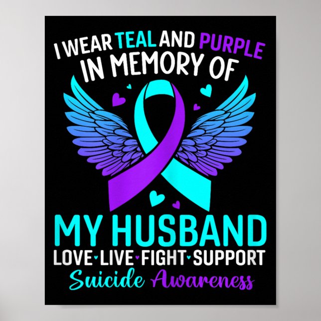 Affiche Je Porte Turquoise Et Violet Pour Mon Mari Suicide (Devant)