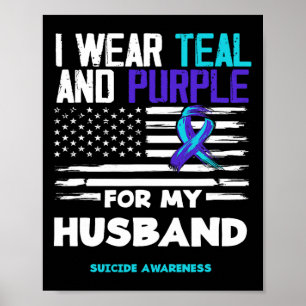 Affiche Je Porte Turquoise Et Violet Pour Mon Mari Suicide