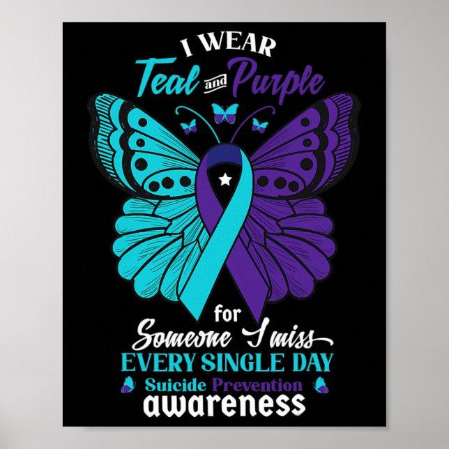 Affiche Je Porte Turquoise Et Violet Pour Quelqu'Un Que J' (Devant)