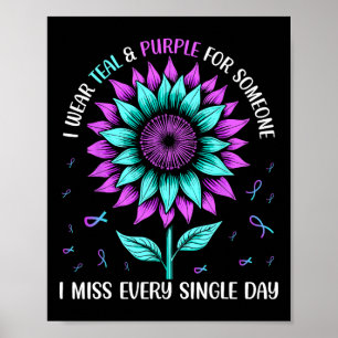 Affiche Je Porte Turquoise Et Violet Pour Quelqu'Un Que Je