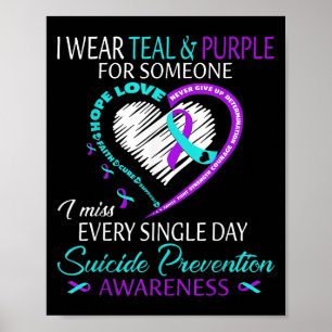 Affiche Je Porte Turquoise Et Violet Pour Quelqu'Un Suicid