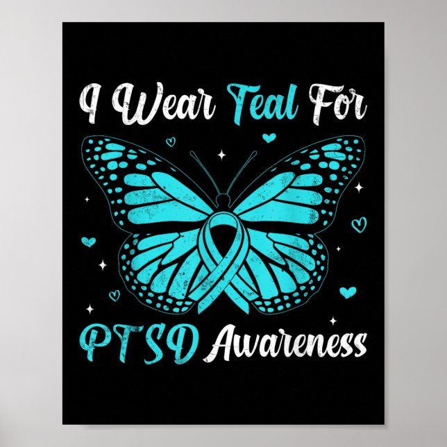 Affiche Je Porte Turquoise Pour Le Ruban Papillon De Sensi (Devant)