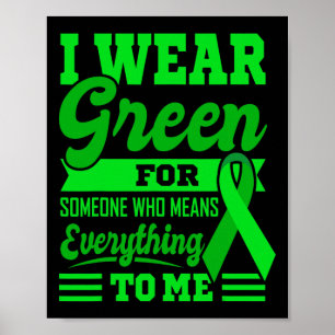 Affiche JE PORTE VERT World Cancer Day Cadeau Green Ribbon