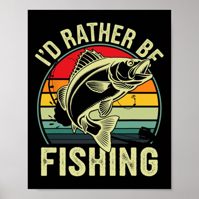 Affiche Je préférerais être Pêche Retro Vintage Fisher (Devant)