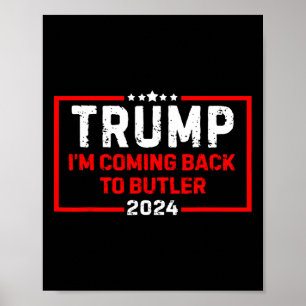 Affiche Je reviens à Butler Trump Fight Drapeau américain 