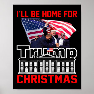 Affiche Je serai à la maison pour le Père Noël de Noël drô