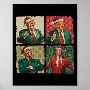 Affiche Je serai à la maison pour Noël Drôle Trump Xmas Sa