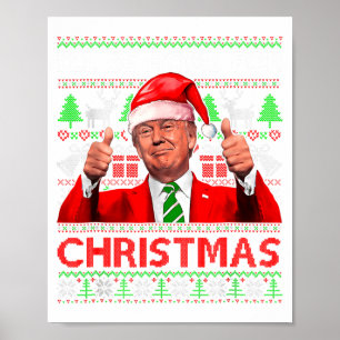Affiche Je serai à la maison pour Noël Santa Trump Xmas Py