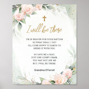 Affiche Je Serai Là Pink Flowers Memorial Baptism