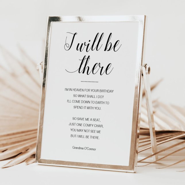 Affiche Je Serai Là, Sauve-Moi Un Siège En Mémoire Anniver (Créateur téléchargé)