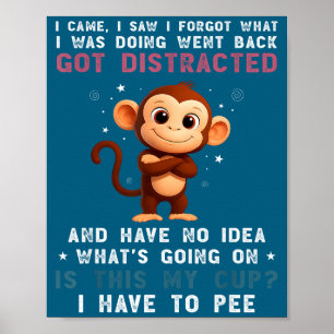 Affiche Je singe suis venu ai vu ai oublié quoi