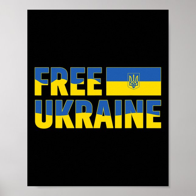 Affiche Je soutiens l'Ukraine, restez avec le drapeau ukra (Devant)