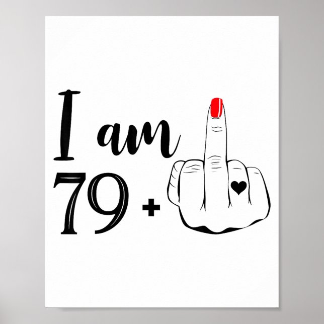 Affiche Je suis 79 plus 1 doigt d'honneur drôle 80e annive (Devant)