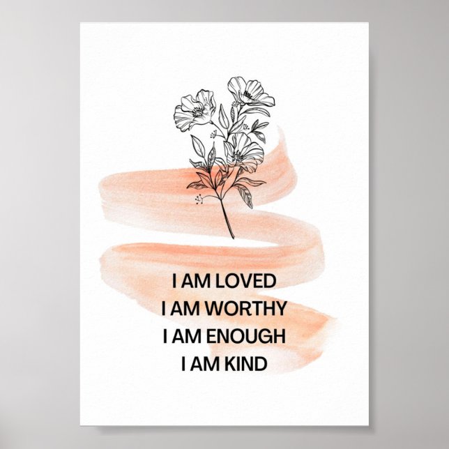 Affiche Je suis aimé amour-propre affirmation positive (Devant)