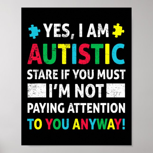 Affiche Je Suis Autistic Fun Sensibilisation sur l'autisme (Devant)