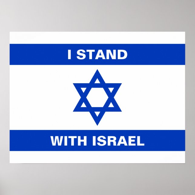 Affiche Je suis avec Israël coutume texte blanc drapeau Is (Devant)