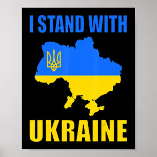 Affiche Je Suis Avec La Carte De L'Ukraine Et Le Drapeau U