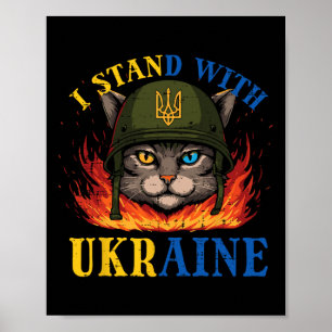Affiche Je suis avec l'Ukraine Chat Soldat Femmes Ukrainie