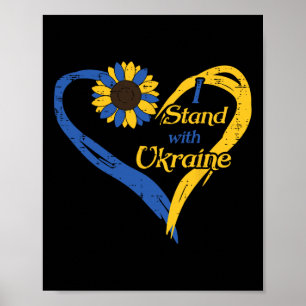 Affiche Je suis avec l'Ukraine Cœur Tournesol Femme ukrain
