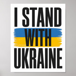 Affiche Je suis avec l'Ukraine Drapeau ukrainien gras de s