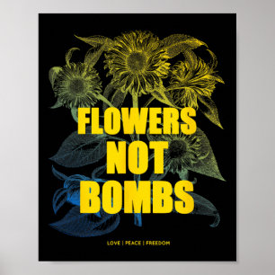 Affiche Je suis avec l'Ukraine Fleurs Pas de bombes Paix e