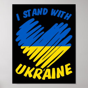 Affiche Je suis avec l'Ukraine I Drapeau ukrainien Bleu Ja