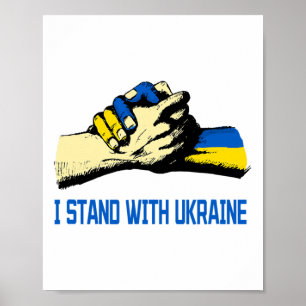 Affiche Je suis avec l'Ukraine, mains solidaires, paix en