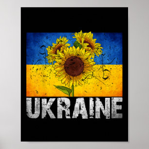 Affiche Je suis avec l'Ukraine soutien tournesol drapeau u