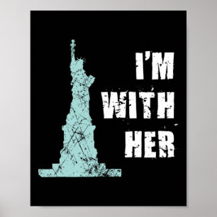 Affiche Je suis avec sa statue de la liberté