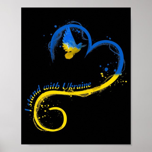 Affiche Je suis avec Ukraine Dove Drapeau Paix Free Ukrain (Devant)