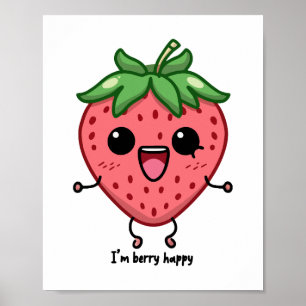 Affiche Je suis Berry Happy mignon saut de fraise kawaii