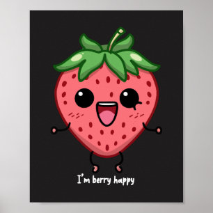 Affiche Je suis Berry Happy mignon saut de fraise kawaii