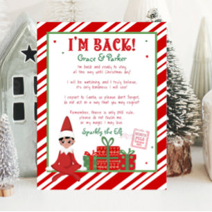 Affiche Je suis de retour Bienvenue Retour Lettre elfe de