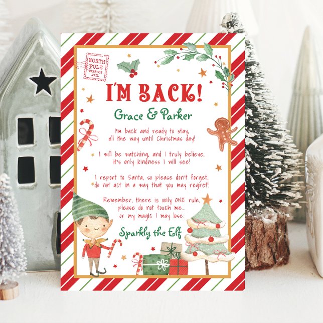 Affiche Je suis de retour Bienvenue Retour Lettre elfe de  (I'm back Elf letter is a great way to welcome back your Christmas elf. Personalized elf letter )