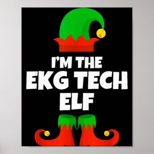 Affiche Je suis Ekg Tech Elf Famille Pyjama Noël Électroca