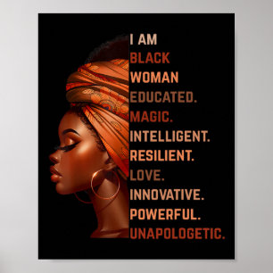 Affiche Je Suis Femme Noire Éduquée Magique Intelligente M