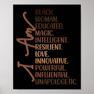 Affiche Je Suis Femme Noire Éduquée Mélanine Mois Histoire