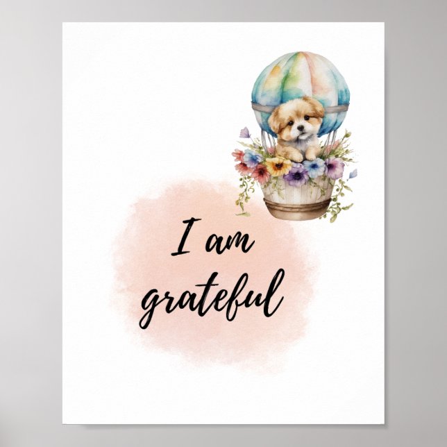 Affiche Je Suis Grateful Kid Room Chiot Affirmation Positi (Devant)