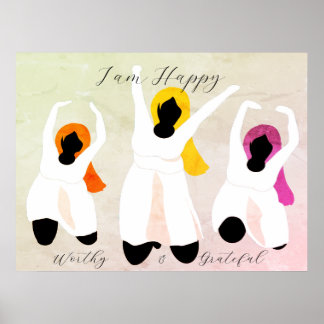 Affiche Je suis Heureux, Digne & Reconnaissant Affirmation