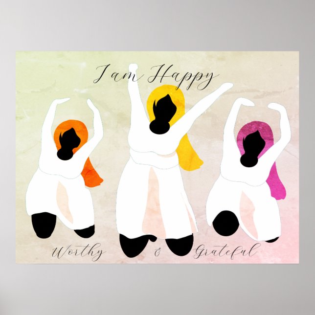 Affiche Je suis Heureux, Digne & Reconnaissant Affirmation (Devant)