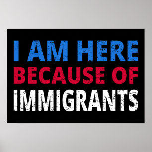 Affiche Je Suis Ici À Cause D'Immigrants