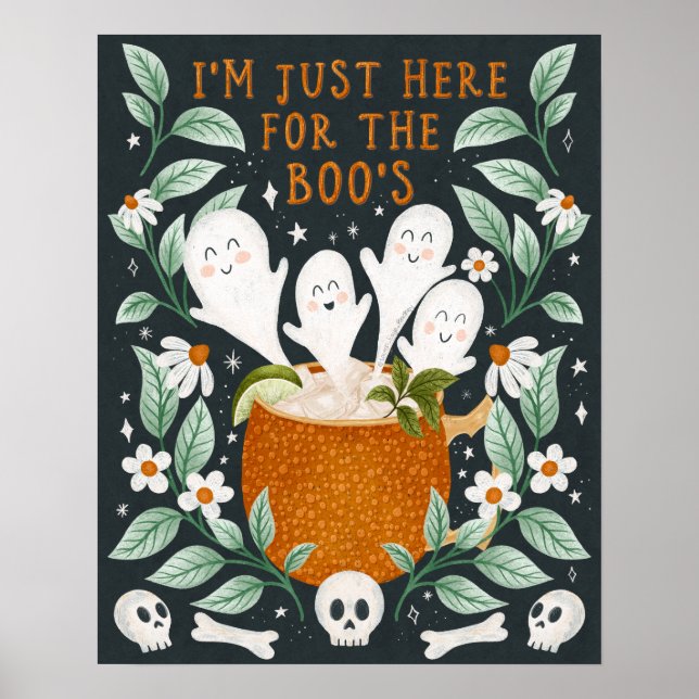 Affiche 'Je suis juste là pour le Booze' - Halloween Print (Devant)