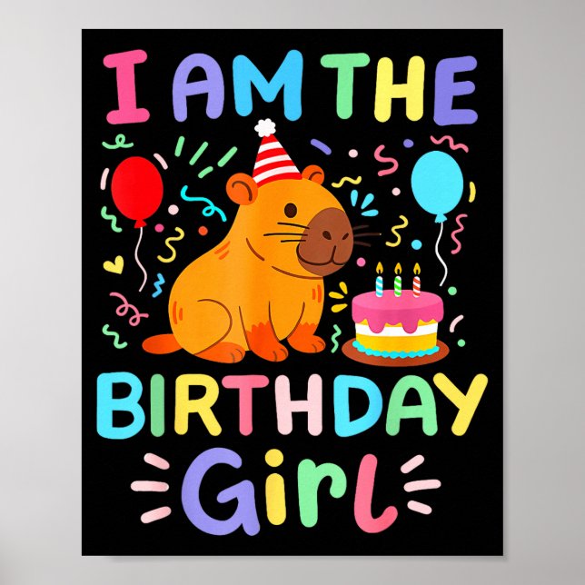 Affiche Je Suis La Fille De L'anniversaire Mignonne Capyba (Devant)